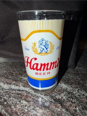 Vintage Hamm’s Beer Glass Since 1865 Retro Barware Tumbler